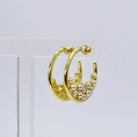 Halo Pearls Hoops
