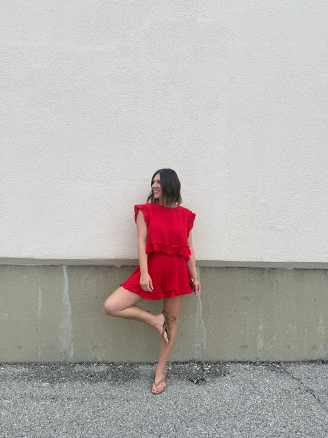 Tomato Ruffled Set