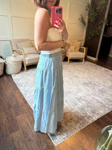 Denim Ruffle Skirt
