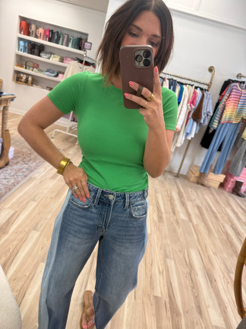 ribbed essential short sleeve-kelly green
