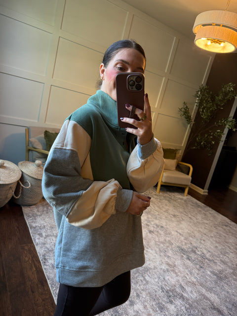 Colorblock Snap Pullover