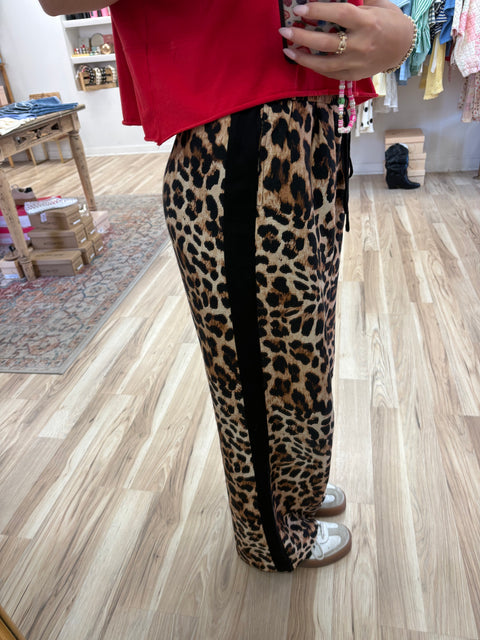 Leopard Striped Pants- Black