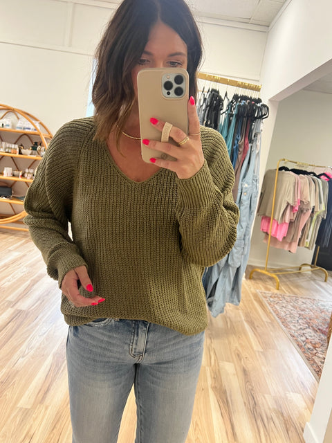 The Move Slow Sweater - Moss