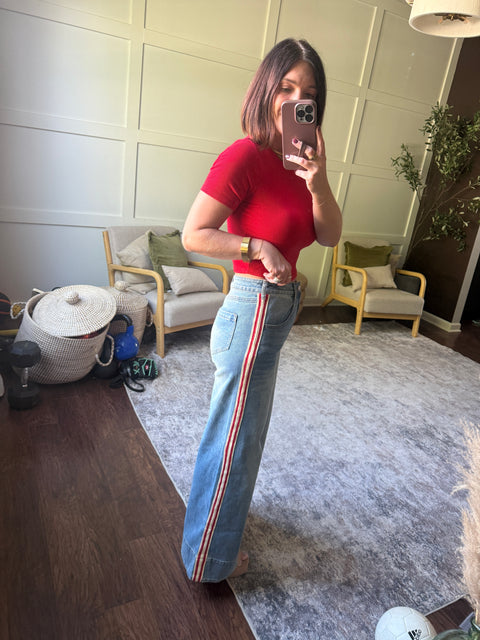 Striped Wide Leg Denim