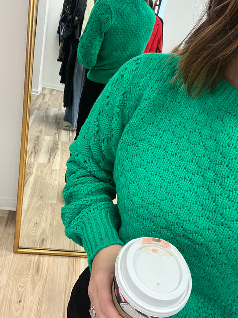 Mixed Pointelle Sweater - Clover