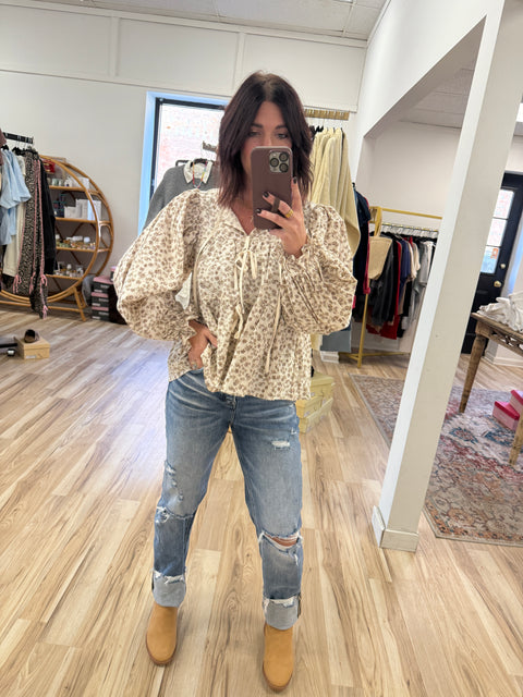 Floral Peplum Tie Top