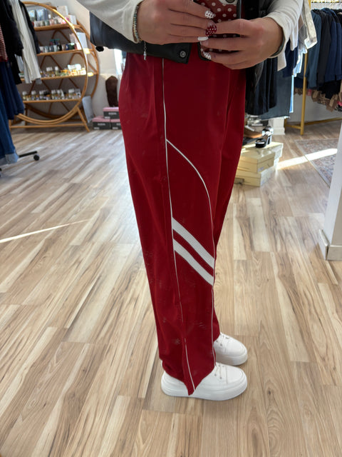 On the Move Track Pants-Crimson