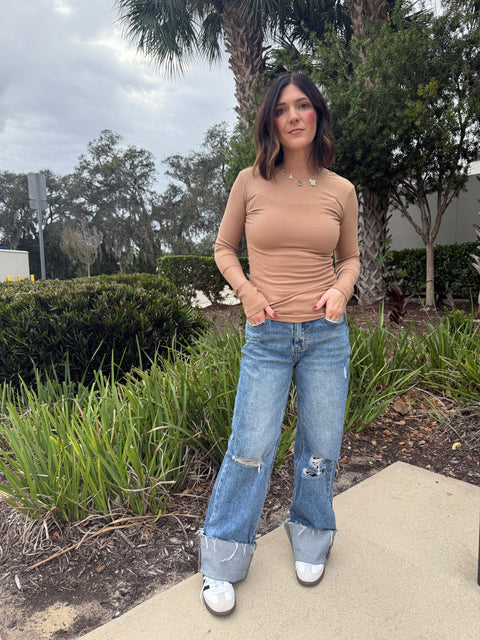 Ribbed Essential Top-Mocha