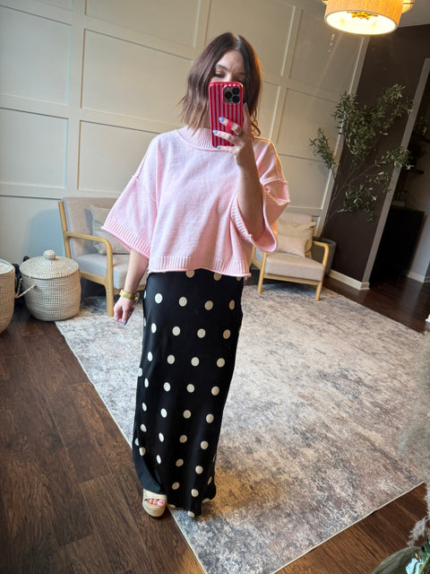Marled Mock Neck-Pink