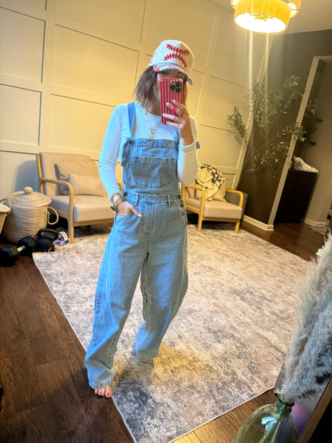 Denim Barrel Overalls