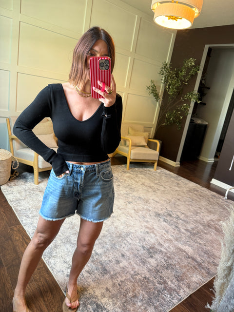 Double V Top- Black
