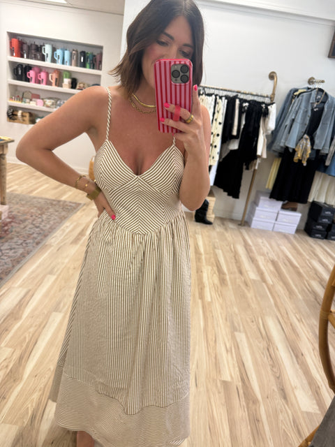 Basque Waist Midi Dress