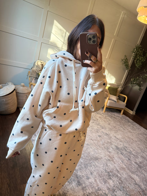 Spotted Hoodie- cream/navy