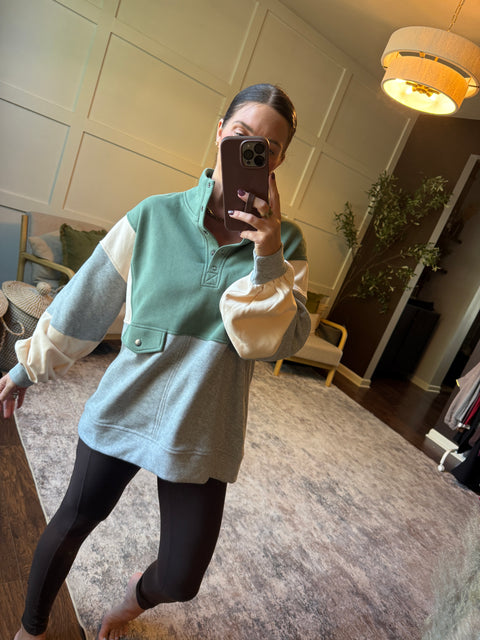 Colorblock Snap Pullover