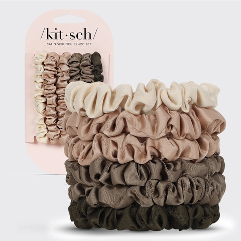 satin scrunchies- set of 6
