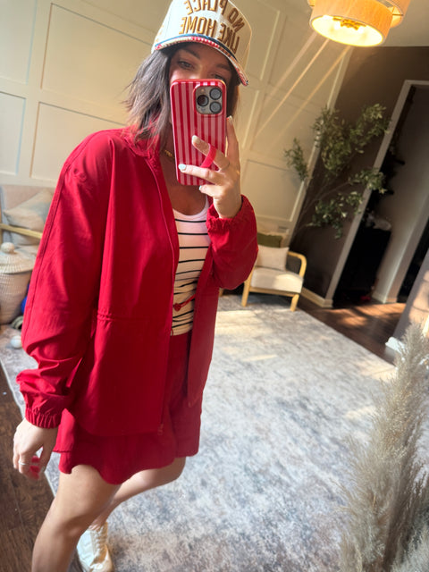 Stride Flex Peplum Jacket-Cherry