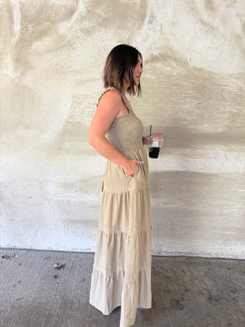 Square Neck Smocked Maxi