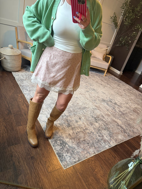 Floral Lace Trim Skirt