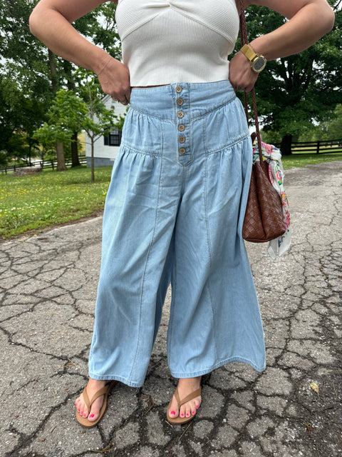 Denim slouchy culottes