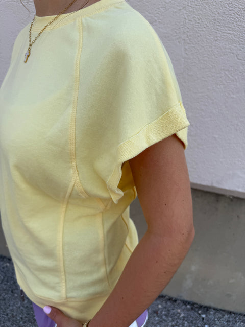 french terry cap sleeve-yellow
