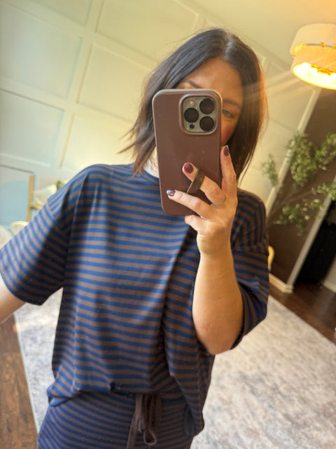 Coffee Break Tee-brown/navy