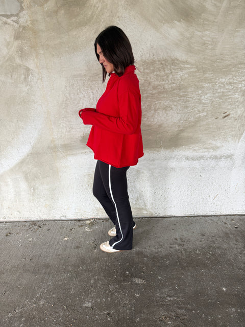 Malibu Collared Pullover-Cherry