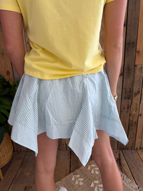 Asymmetrical Hem Skort-Powder Blue