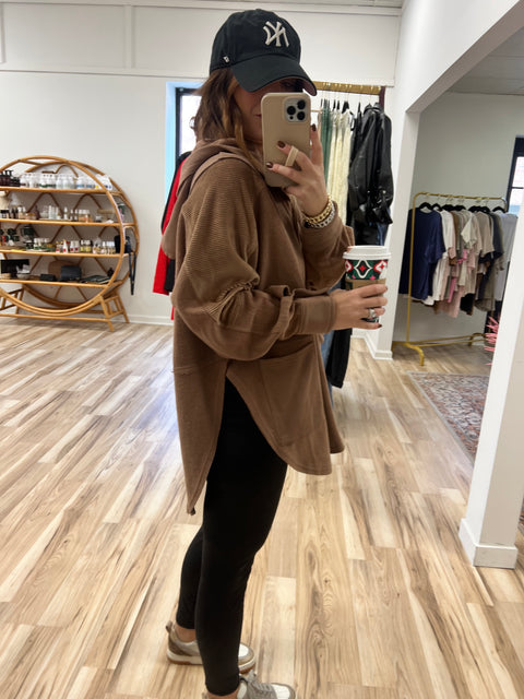 Pop Off Hoodie - Brown