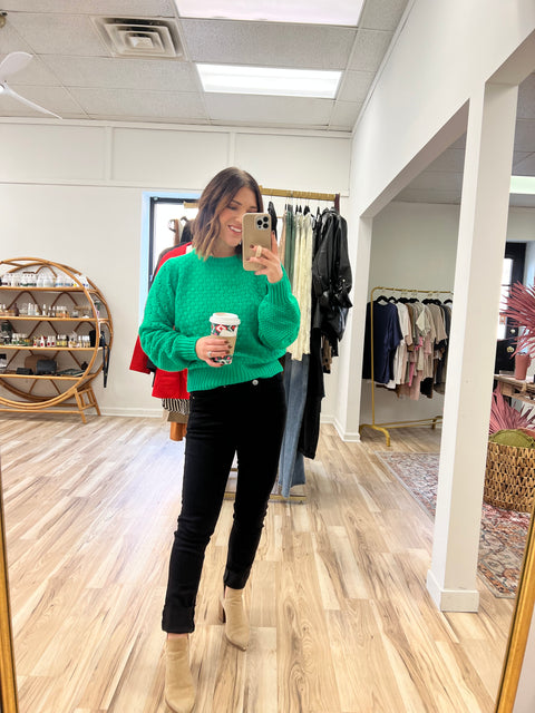 Mixed Pointelle Sweater - Clover