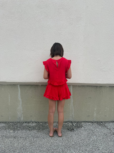 Tomato Ruffled Set