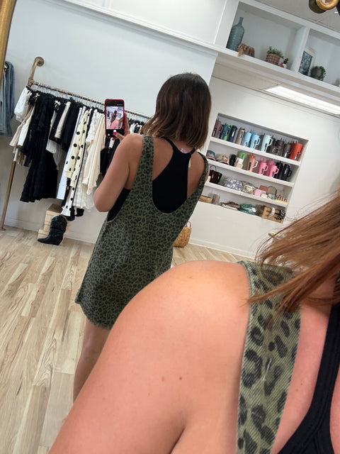 Olive Leopard Romper