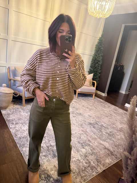 Olive Slim Wide Denim