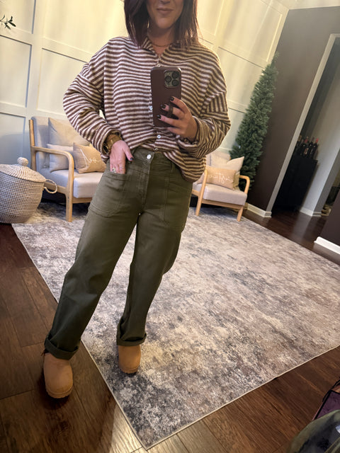 Olive Slim Wide Denim