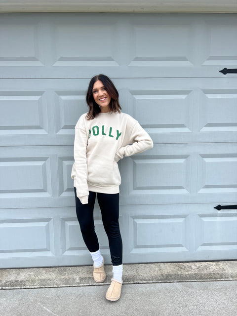 Jolly Sweatshirt - Heather Dust/Green