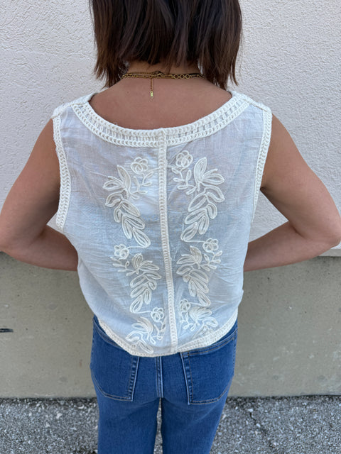 floral embroidered vest