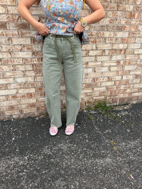 Olive Barrel Denim