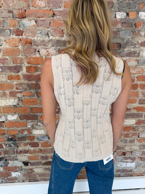 Pointelle Tie Front Vest