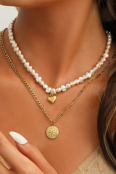 Pearl Heart + Charm Necklace