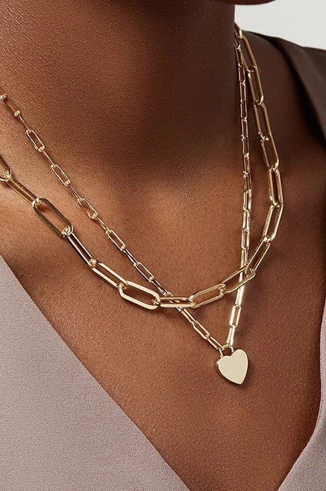 Stainless Steel Layered Heart Necklace