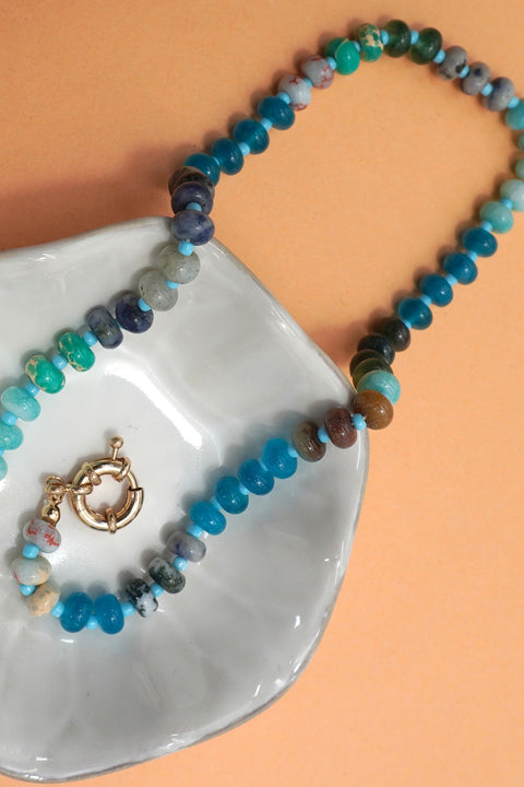 Natural Stone Necklace with Charm Clasp
