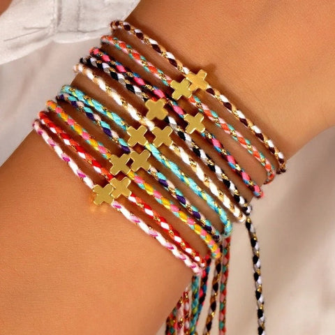 corded cross bracelet -