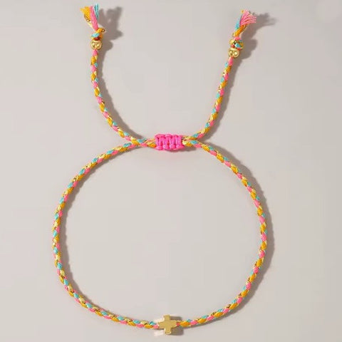 corded cross bracelet -