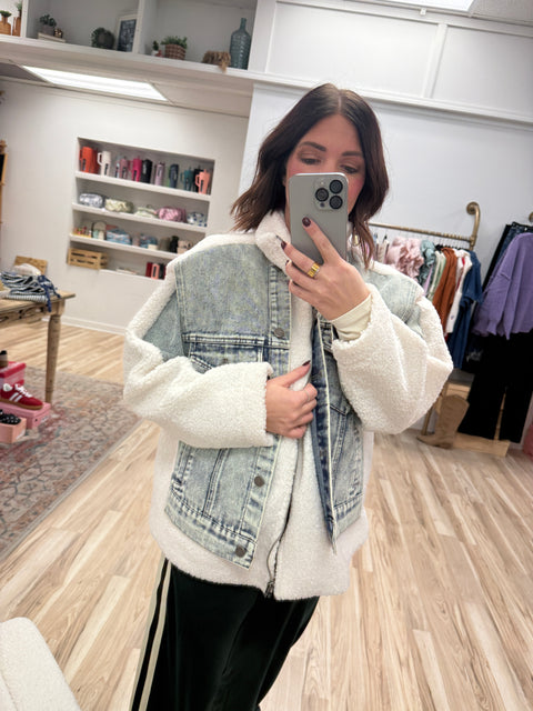 Mixed Media Denim Jacket