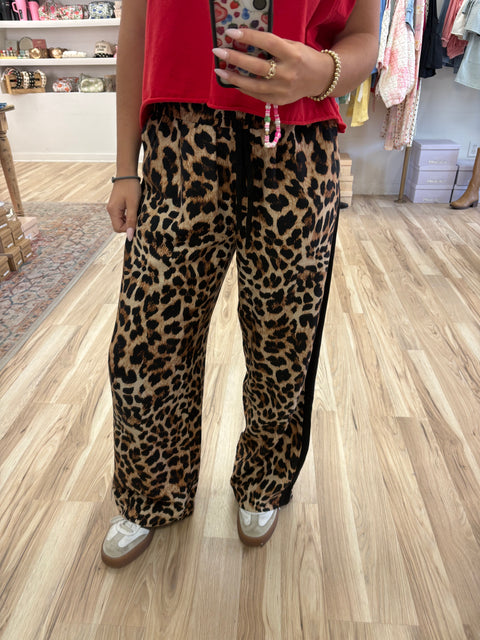 Leopard Striped Pants- Black