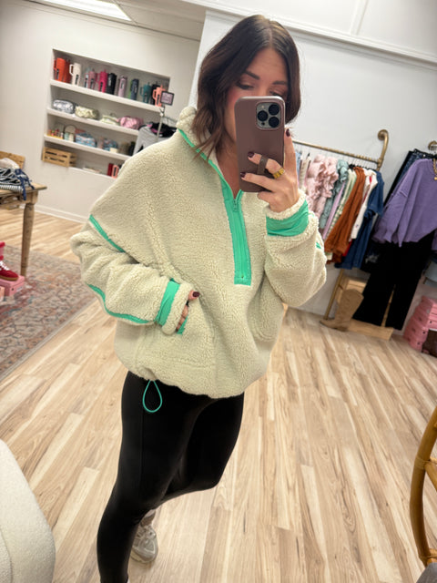 Cozy Edit Pullover-Oatmeal/Green