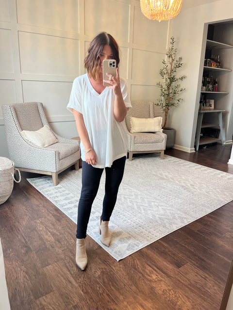 Textured Ribbed Top - Off White