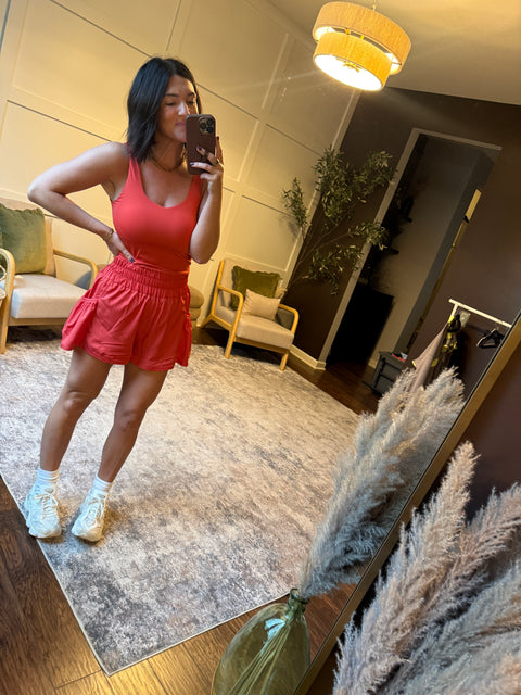 flounce + flow romper-brick