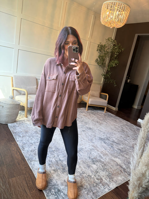 Days off Shacket-Chestnut