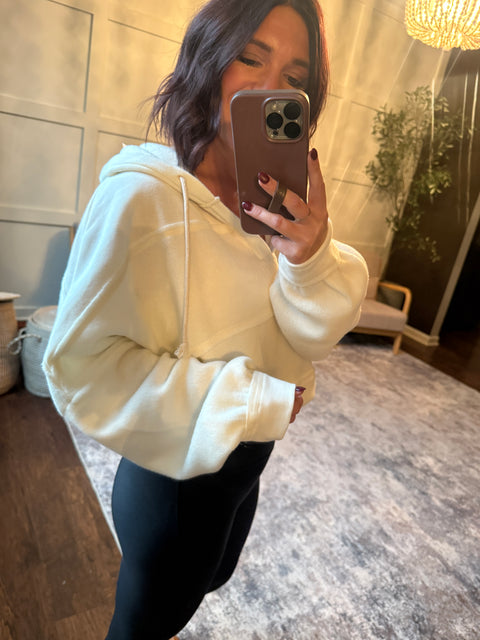 Contrasting Thoughts Hoodie-Cream