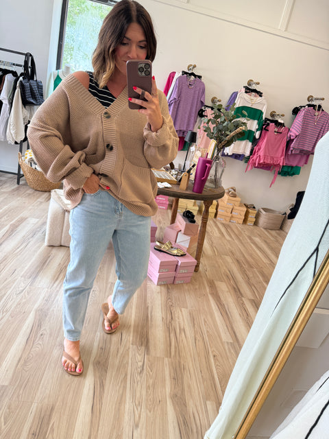 Here Always Cardi-Dk Taupe